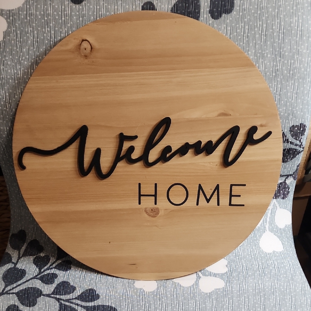 Hobby Lobby Natural Wood Welcome Sign with Black Lettering